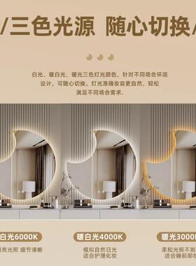 壁挂智能le台BPTd化妆带灯光女生卧室台式桌镜面网红女少心梳妆镜