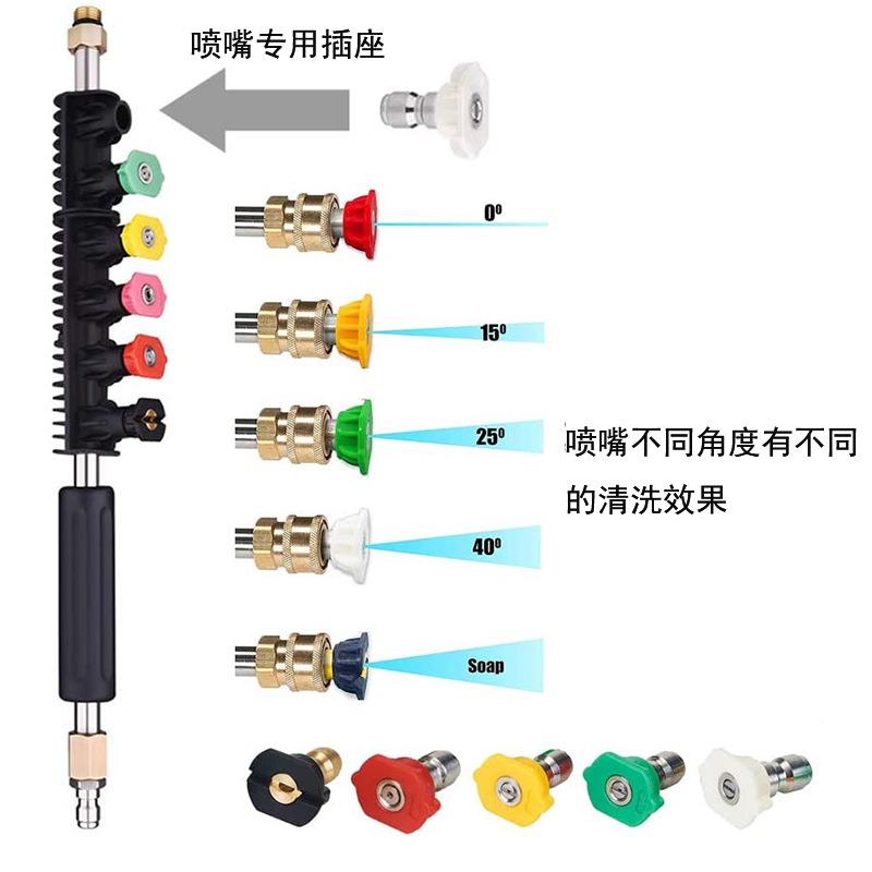跨境高压清洗863机锈钢加长杆14/英寸快速连接延长不棒9p件套4000