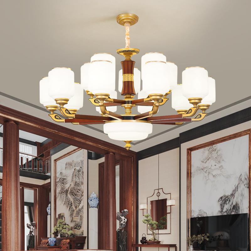 实木风客厅吊灯中774国中式木新艺025新款主灯套餐组合卧室简约大