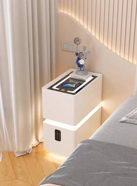 ?型超窄小智能床头柜无充电指纹锁木简约现71110代实轻奢线极窄边