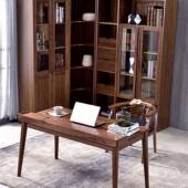 北美黑胡桃17641木书转架三门角书柜组式 合玻璃中全实木书柜书橱