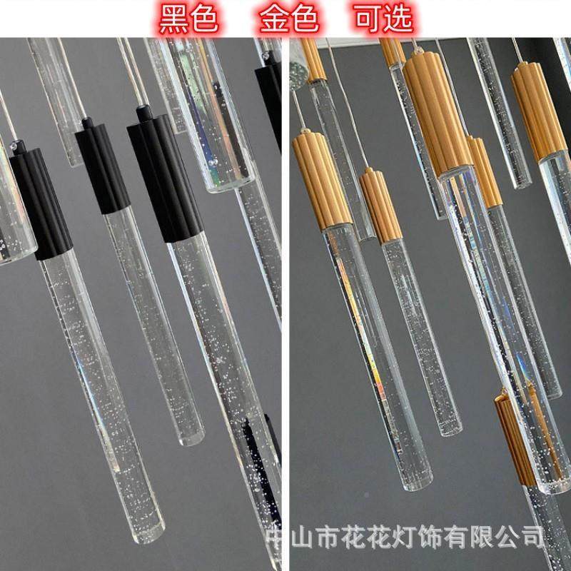 楼吊灯现代简约客大181气墅中空挑高lo别梯ft旋转水晶厅复式楼长