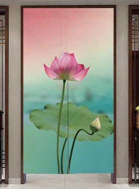 中用式荷花户玄25494关入门帘断帘家卧室卫生间挂帘厨隔房布帘厕