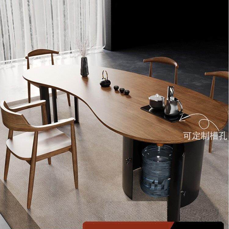 家用木阳台茶桌椅组合简约现代茶台小公室大板泡茶桌极简IEY实茶
