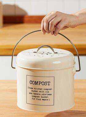 带提防水厨余装湿垃手圾AL100657分类垃圾桶台面桌面带活用性炭桶