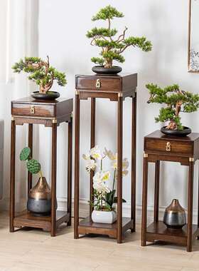 中式花架台花置物架实木盆花LLW架子花架客厅落地式花台架架阳收