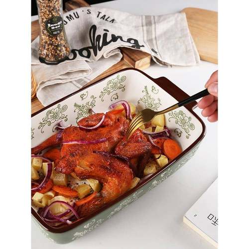 。欧式托双MXY耳陶瓷盘餐具家用盘烘焙碗烤家居大盘汤烤箱烤盘大