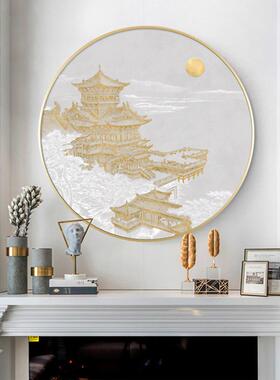新式圆形玄关装饰中墅画古代建筑54175走廊挂画客厅别墙中国风意