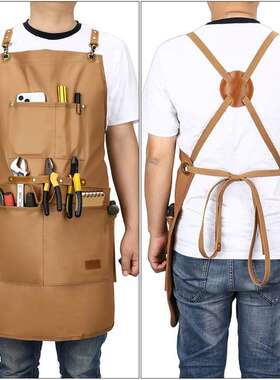 跨木工围裙欧美g定可制loo电工园艺工作服烧烤围师境防K771水布裙