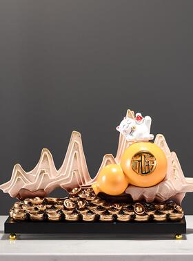 平喜安乐新房酒柜装品件摆轻奢客厅电视柜子玄关树脂工饰艺福满金