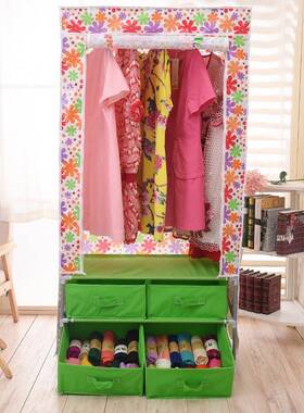 新无款布衣橱韩版腹膜34808印花柜带抽屉折叠拉链式整衣体简易收