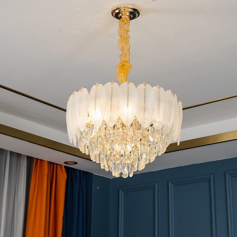 水晶吊客灯508厅主简约代轻奢餐厅书房主卧现灯2025年新款灯中山