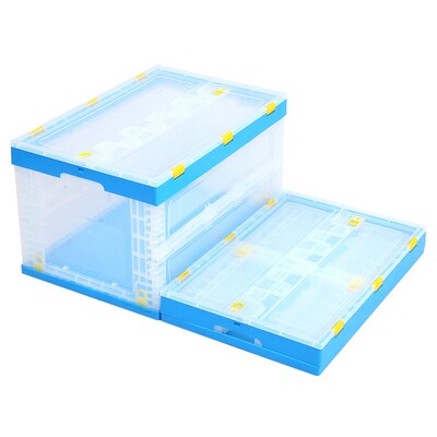 厂EVN家60040带盖透明折叠箱塑料透明储家*居服装衣物折叠0物箱