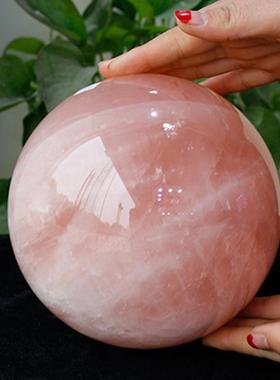 天磨然粉然水晶晶球43810摆件天大水晶球原石打天然粉球