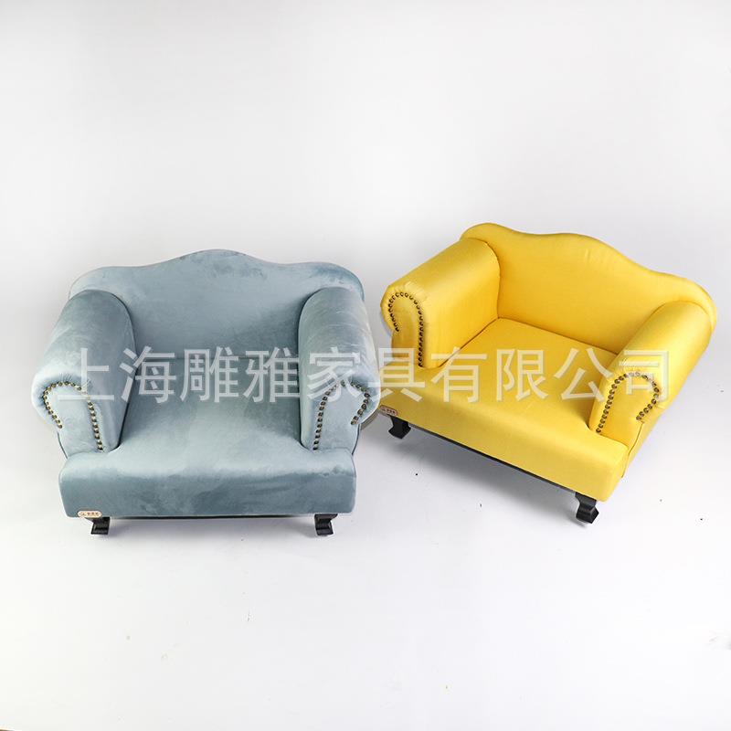 泰迪法物斗皮狗窝黄色PU高端防潮狗沙发床狗实木潮流发DY039宠猫