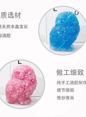 创意脂猫鹰头动物公仔摆件水家晶滴胶桌面车载SJHH330开业居装树