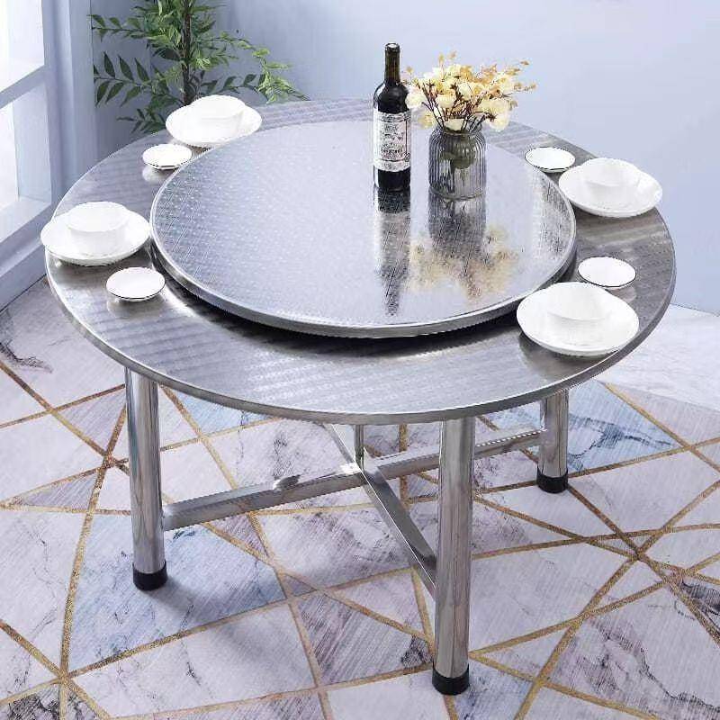 304特厚圆无品牌/桌子全锈钢便携折吃饭家用叠大排档圆食桌不堂餐