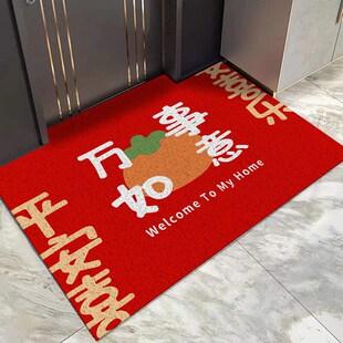 红色暖居丝圈门垫入A户地垫进户门脚垫进门口家用地毯 跨境新中式