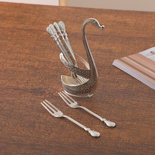 厂家欧式 金属天鹅收纳盒 v家用摆件时尚 水果可爱甜品创意勺子套装