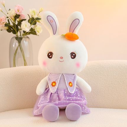 甜心兔子毛e绒玩具小白兔公仔大号玩偶陪睡抱枕布娃娃女孩生日礼