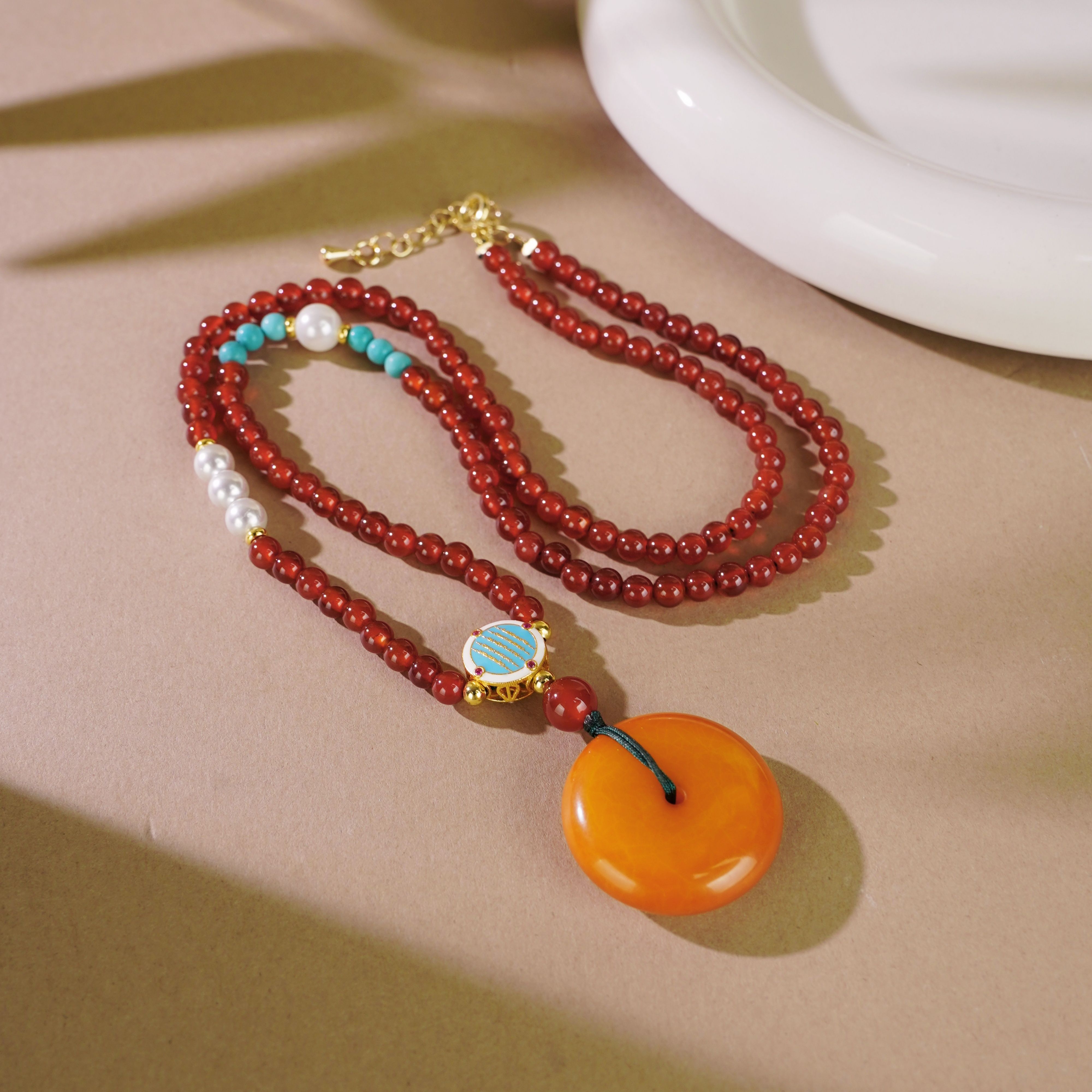 心悦印A01768琥珀老蜜蜡平安扣吊坠 多样性发一