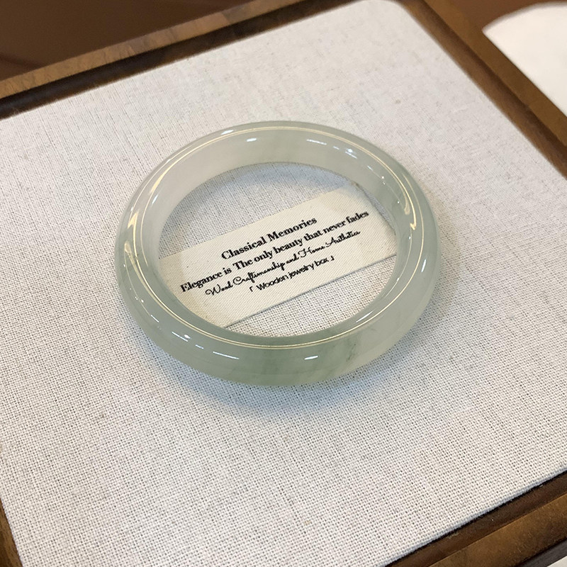 仟喜梵“水碧”高端翡翠平替天山翠玉手镯女款冰种飘花真玉镯