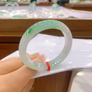 仟喜梵【朱门】缅甸高端翡翠手镯子女款晴水冰飘花贵妃处理