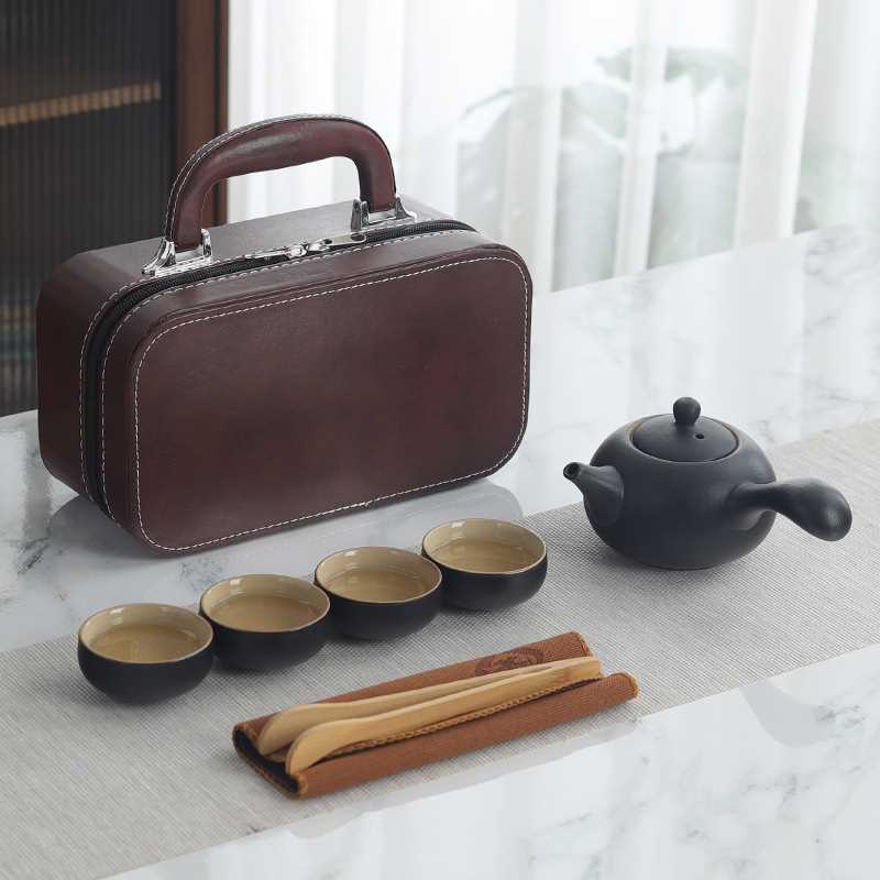 粗陶便携式茶具户外旅行1壶4杯套装会议活动用品公司团建纪念品物
