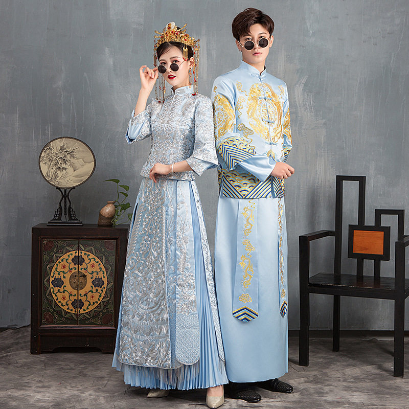 lu一丝同款冰蓝女神蓝色马来服