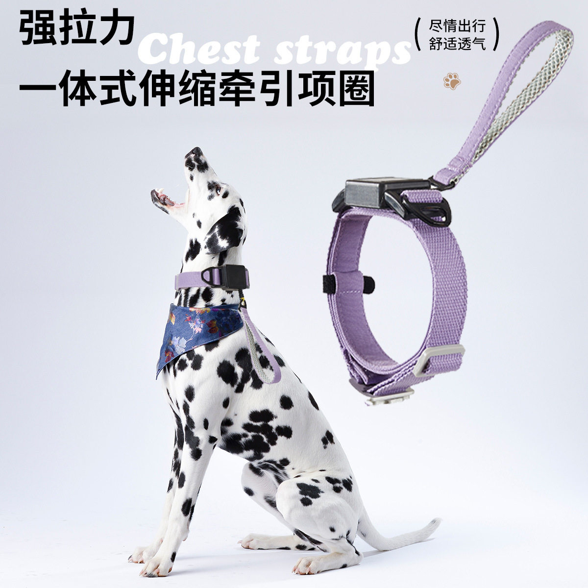 一体式穿戴自动牵引项圈狗狗外出