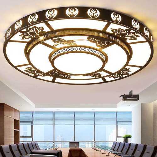 客厅灯2025年新款现代简约大气智能中式大圆灯黑色1.5米led吸顶灯