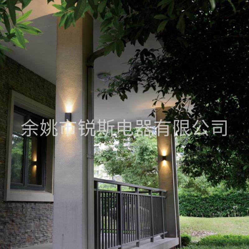 E27双头壁灯简约沙文银壁灯方形户外墙壁灯庭院阳台壁灯