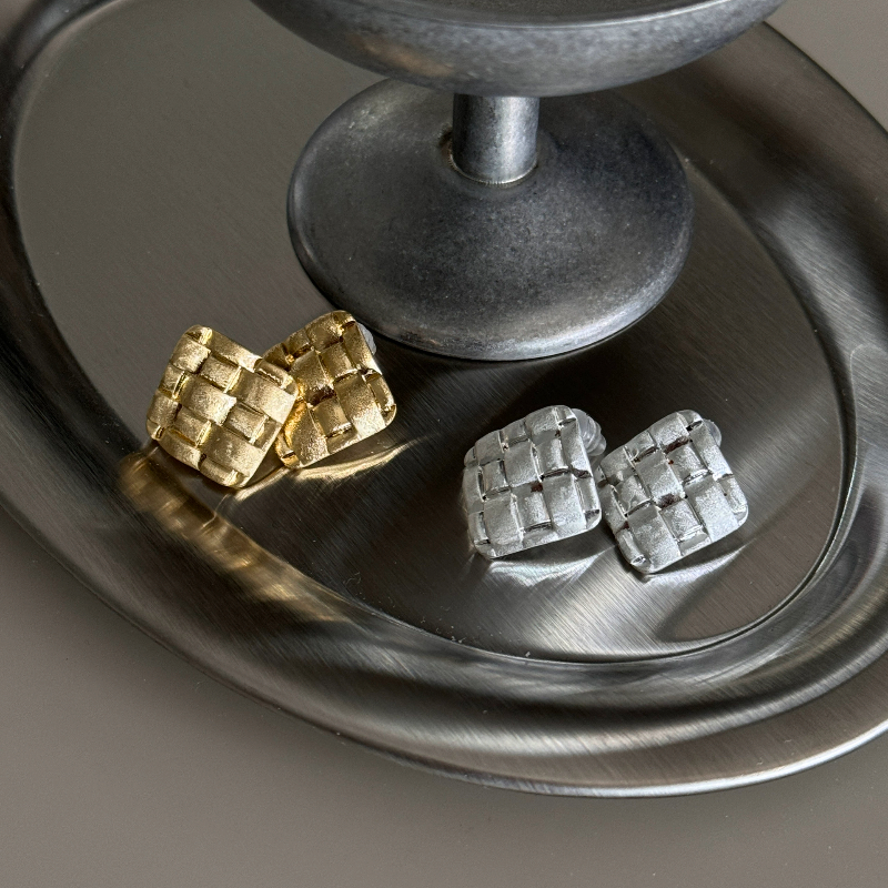 L'amour纯银s925中古编织欧美耳钉轻奢小众设计感高级感耳环新款