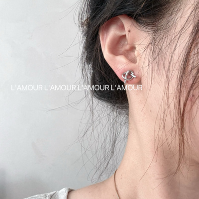 L'amour韩式ins打结碱水面包银针耳钉洋气小众耳饰女高级感气质
