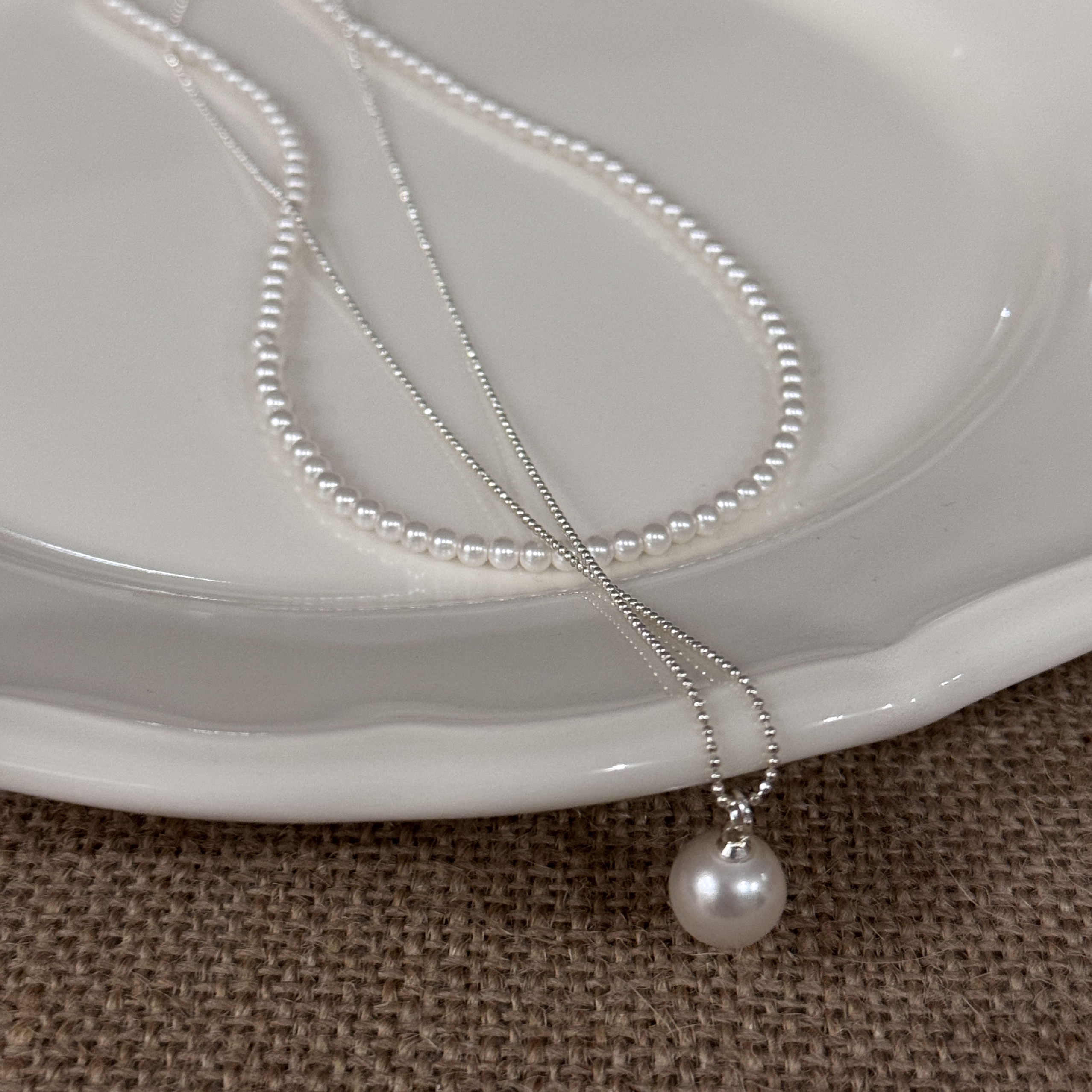 L'amour施家珍珠小米珠吊坠叠戴项链配饰锁骨链日韩ins风轻奢小众