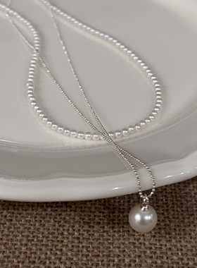 L'amour施家珍珠小米珠吊坠叠戴项链配饰锁骨链日韩ins风轻奢小众