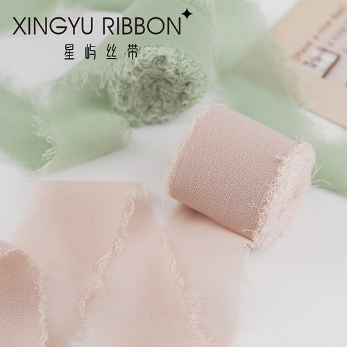 手撕毛边雪纺丝带鲜花手工diy蝴蝶结材料婚礼礼物礼盒包装玫瑰花