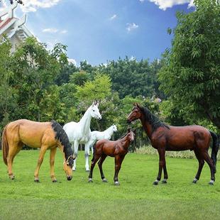 玻璃钢大型彷真白骏马雕塑可骑户外动物模型园林景观装饰摆件落地