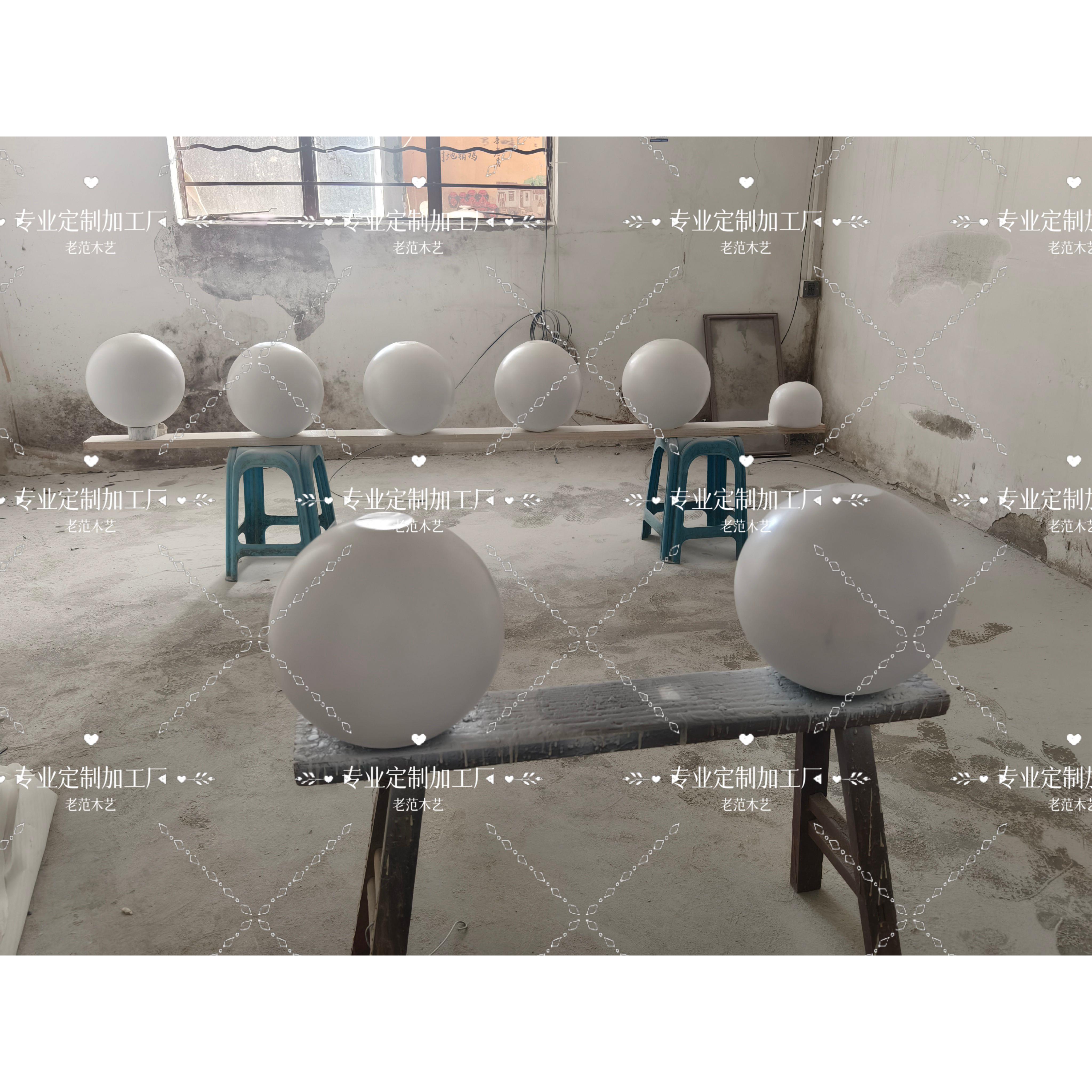 实木几何支撑立柱圆球搭配装饰实木圆球多边体罗马柱雕刻木圆球