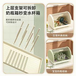 沥水架碗碟架家用厨房塑料收纳架碗柜带盖奶瓶厨具杯子置物架 台式