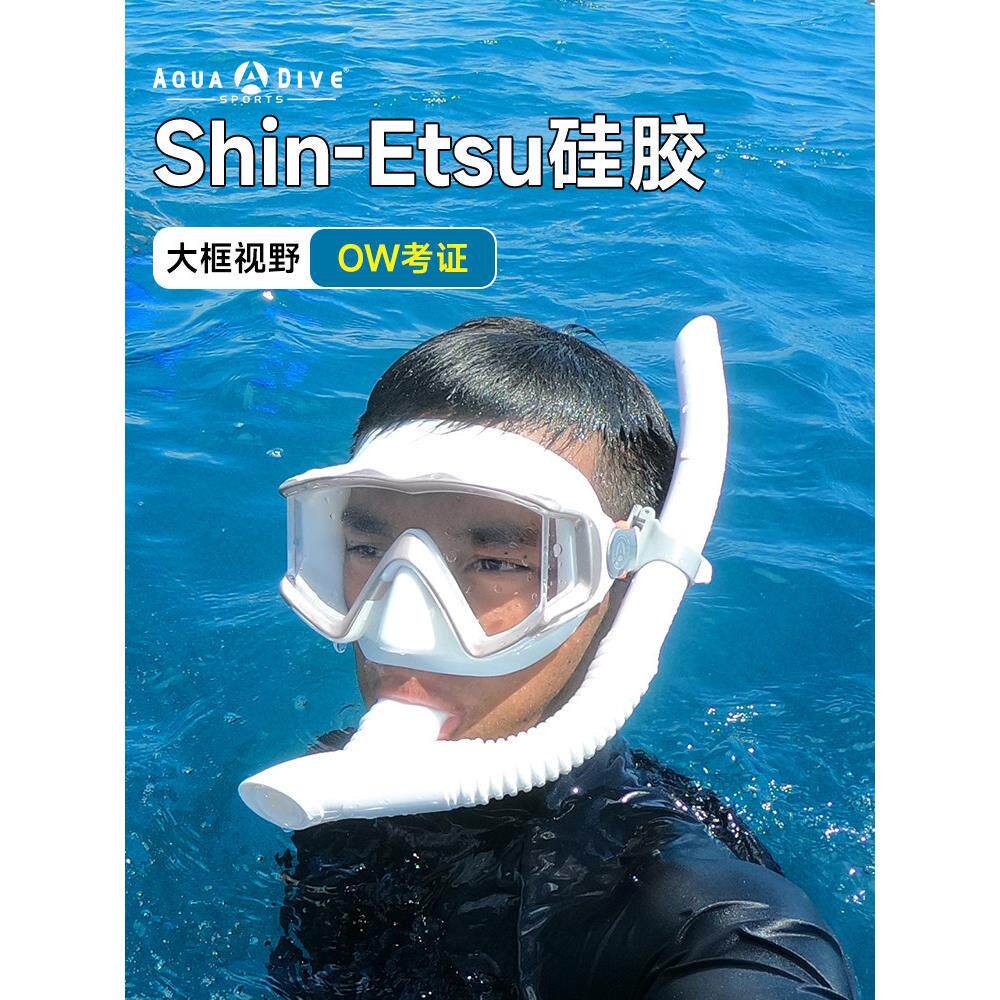 潜水护目镜的男子和妇女完全干式浮潜设置防雾面罩浮潜三宝鳍设备