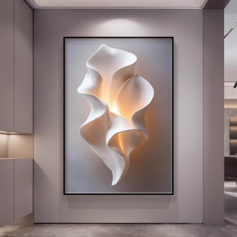 简约现代玄关装饰画抽象浮雕立体感客厅沙发落地画挂画高级感壁画