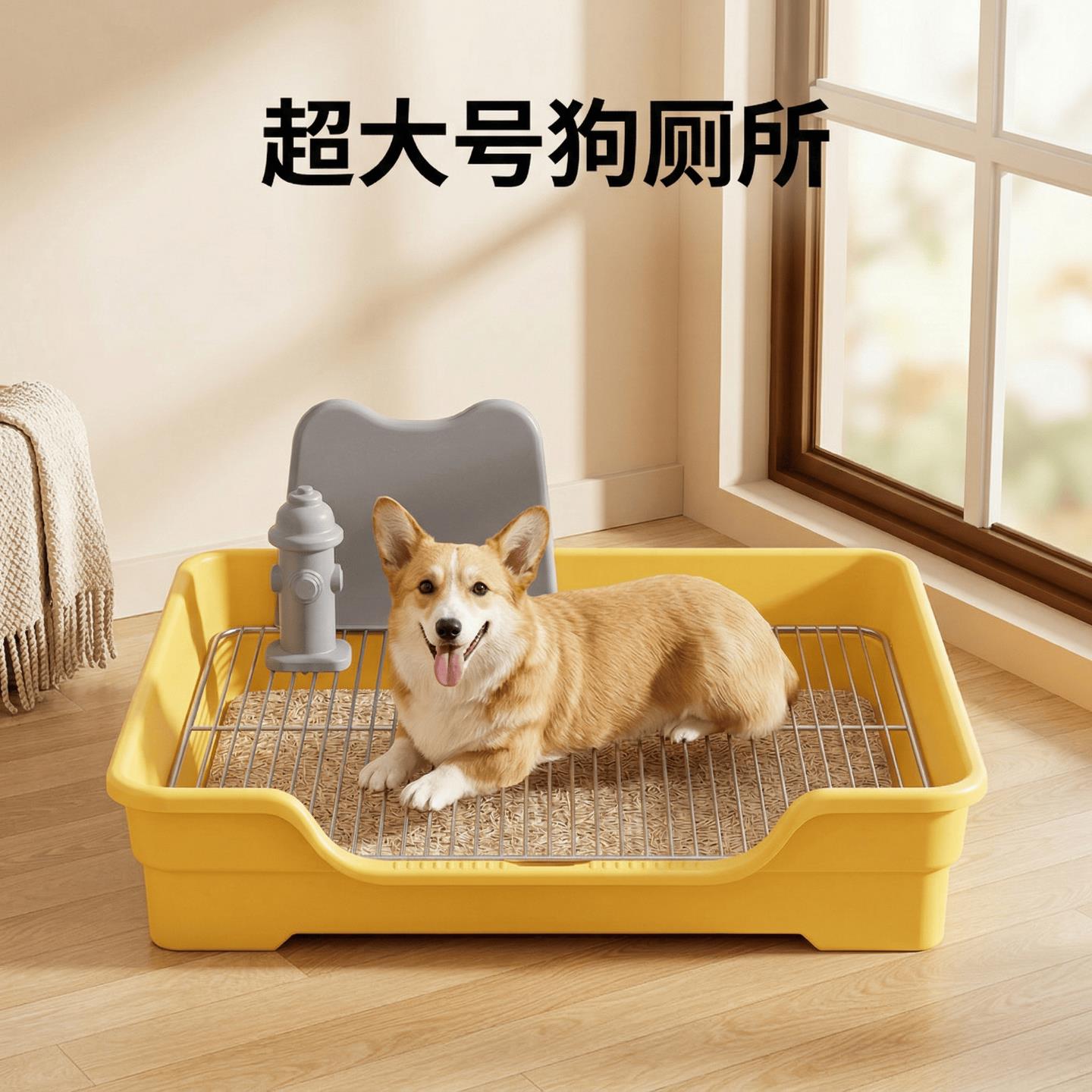 超大号狗厕所不锈钢网架防踩屎高围栏狗砂盆中小型犬宠物清洁用品