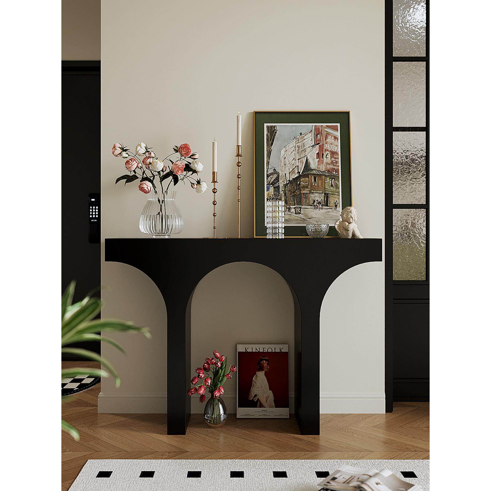 法式玄关柜入户正对门简约客厅黑色壁炉装饰柜现代轻奢靠墙展示架,住宅家具,壁炉架/壁炉柜,淘宝优惠券,粉丝福利购,淘宝优惠卷