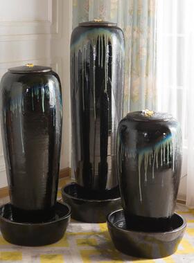 景德镇陶瓷流水摆件循环水办公室装饰庭院瀑布景观落地鱼池装饰品