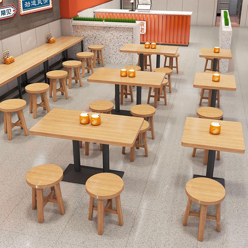 实木快餐桌椅小吃店面馆凳子麻辣烫螺蛳粉餐饮商用食堂餐桌椅组合