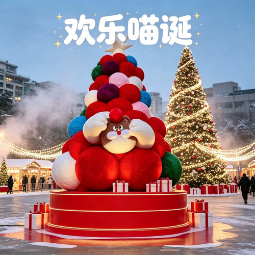 圣诞老人毛球商场装饰摆件美陈