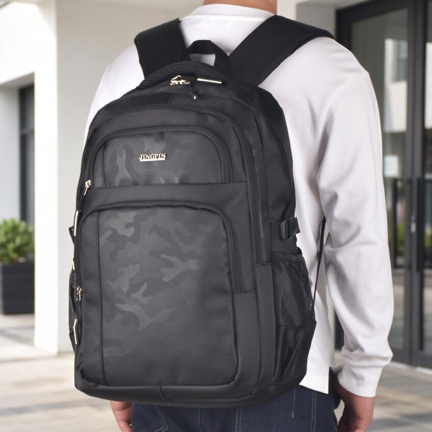 双肩包男多口袋耐磨旅行包电脑包商务休闲轻便户外大容量旅游背包