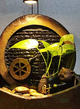 智能招财进宝希望喷泉循环水摆件桌面水景居家办公中式流水摆件