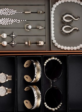 样板间衣帽间首饰组合戒指耳环项链软装道具套装衣柜抽屉软装摆件